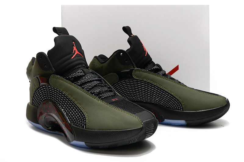 2020 Air Jordan 35 Army Green Black Red Shoes